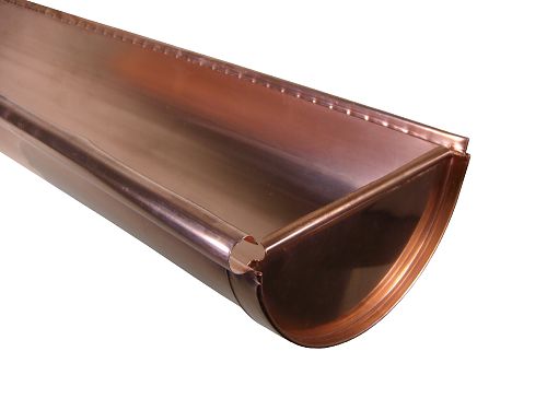 HR Copper C Style End Cap attached to Gutter