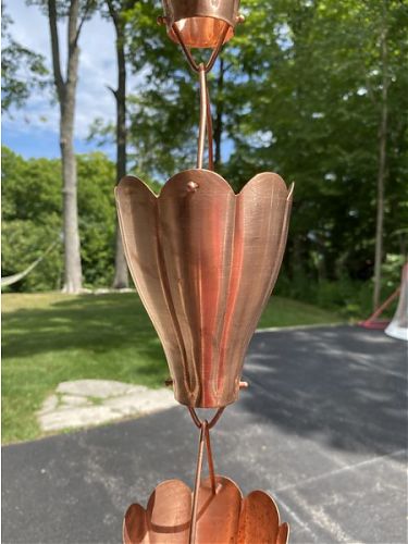 XL Scallop Cups Rain Chain | Copper Rain Chain