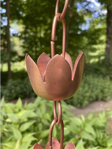 Lily Flower Cups Rain Chain - Copper Rain Chain