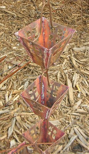 Arts & Crafts Square Cups Rain Chain | Copper Rain Chain