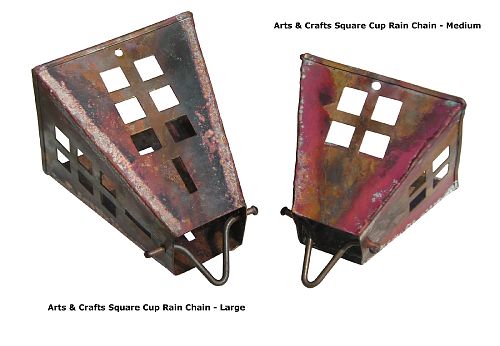 Arts & Crafts Square Cups Rain Chain - Large | Copper Rain Chain