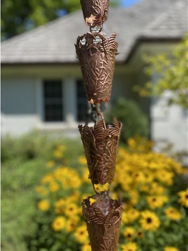 Hummingbird Cups Rain Chain | Copper Rain Chain