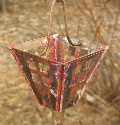 Arts & Crafts Square Cups Rain Chain | Copper Rain Chain