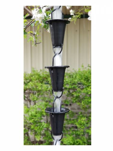 Black Aluminum Flared Cups Rain Chain