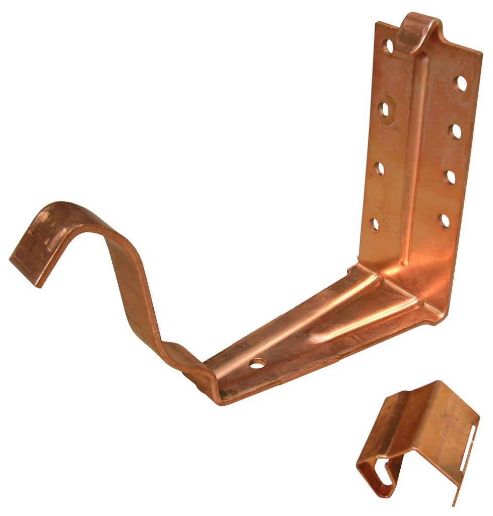 The 40K Copper Fascia Hanger w/ Snap Strap is used for mounting 5" or 6